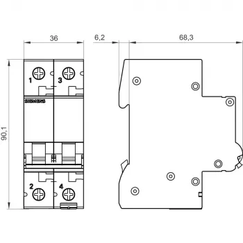 Siemens SENTRON 5SL62067 automatski osigurač 2-polni C 6A 6kA 230/400V AC