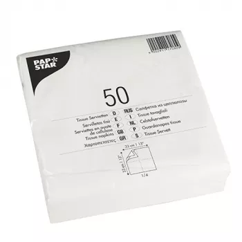 PAPSTAR ručak salvete, 330 x 330 mm, 2-slojne, bijeli tissue, 1/4 preklop, 250 komada 17080