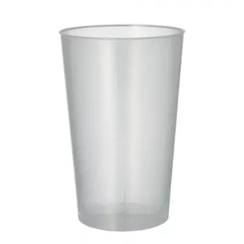 PAPSTAR Reusable Drinking Cup PP, 0.5 L, Translucent, 30-Pack, 91 mm Diameter, 140 mm Height 89824