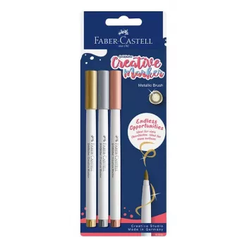 Faber-Castell Goldfaber Creative Marker set, 3 različite boje, pigmentirana tinta na bazi vode, bez mirisa, postojana na brisanje, otporan na prskanje, blister pakiranje 161005