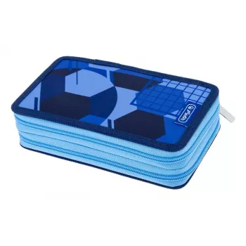 HERLITZ Blue Goal dvodijelna pernica, 23 dijela, 2 pretinca, patentni zatvarač, šarena unutarnja podstava 400205859