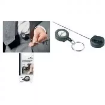 DURABLE Jojo uvlačivi privjesak za ključeve s prstenom za ključeve, crni, uže 80 cm, pakiranje od 10 822258