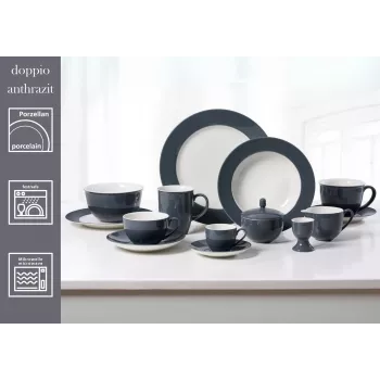 Ritzenhoff & Breker Doppio jušni tanjur antracit 220 mm, porculan, set od 6 430219