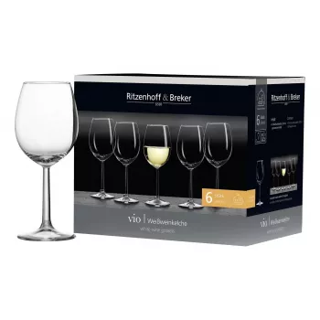 Ritzenhoff & Breker VIO White Wine Glass, 320 ml, Dishwasher Safe, Bulbous Shape, Height 200 mm, Set of 6 (812169)