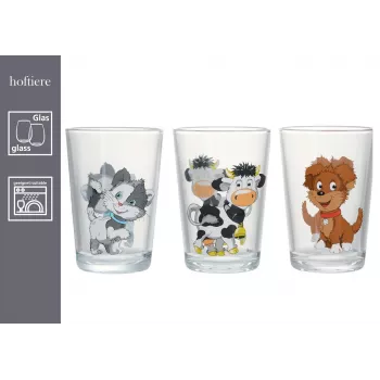 Ritzenhoff & Breker HOFTIERE Farm Animals 3-Piece Drinking Glass Set, Decorative Motif Print 819243