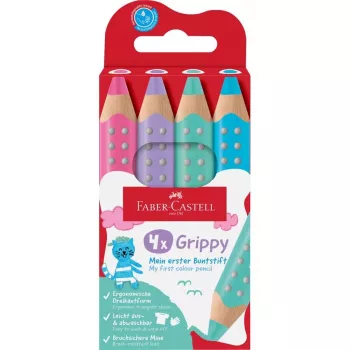 Faber-Castell Grippy Pastel trokutaste bojice, pakiranje od 4, jumbo mekana mina za male dječje ruke 110702