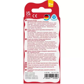 Faber-Castell Grippy Pastel trokutaste bojice, pakiranje od 4, jumbo mekana mina za male dječje ruke 110702