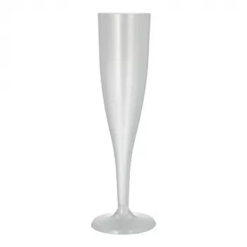 PAPSTAR Reusable Champagne Glass PP, 0.1 L, Translucent, 10-Pack, 48 mm Diameter, 201 mm Height (89729)