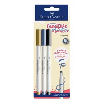 Faber-Castell Goldfaber Creative Marker set, 3 komada, na bazi vode, vrh kista, različite boje (crna, siva, bijela), blister pakiranje 160905
