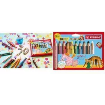STABILO woody 3 u 1 Multitalent olovka, limena kutija od 10, jubilarno izdanje 30 godina, okrugla, razne boje EO880/10-3