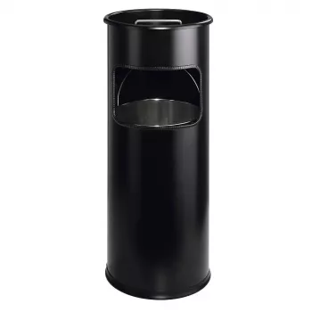 DURABLE metalna košara za smeće 17L okrugla s pepeljarom, crna 333001