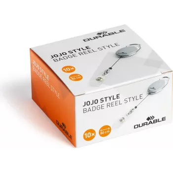 DURABLE Jojo STYLE uvlačivi držač iskaznice s petljom na gumb, 80 cm najlonska vrpca, crni, 10 kom 832410