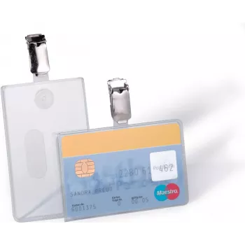 DURABLE držač iskaznice s kopčom za 1 karticu, proziran, 25 komada (811319)