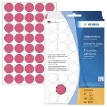HERMA 2256 trajno ljepljive okrugle etikete jarko crvene 19 mm, 960 etiketa (24 lista x 40)
