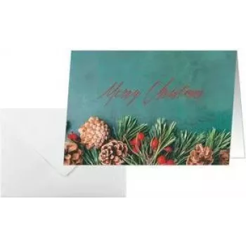 SIGEL DS642 Green Christmas A6 vodoravna čestitka, 250 g/m² bijeli karton, inkjet/laser/kopirni uređaj, 5 čestitki s omotnicama
