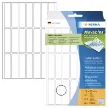 HERMA Movables 10606 samoljepljive papirnate etikete, mat bijele, 13 x 50 mm, 672 etikete (32 lista x 21), uklonjive bez ostatka