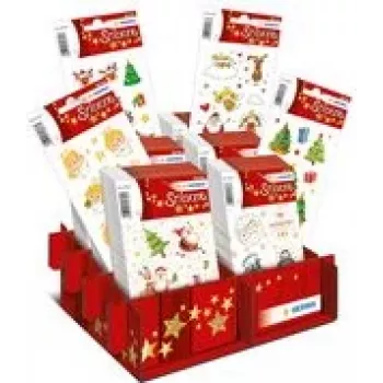 HERMA božićne naljepnice DECOR Glitzernde Weihnachtszeit, display, papirnate naljepnice s glitter završnicom, klasični božićni motivi, 1 display (15624)