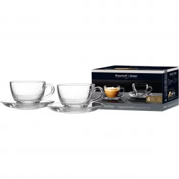 Ritzenhoff & Breker BARISTA cappuccino set, 4 dijela, prozirno staklo, 220 ml šalice, perivo u perilici posuđa 822021