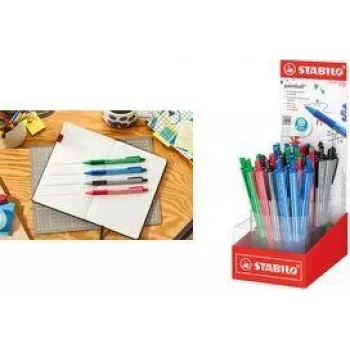 STABILO pointball colorful kuglaste olovke s displayom za maloprodaju, 38 različitih boja, 0,5 mm, protuklizna gripa zona, 6033/38-1
