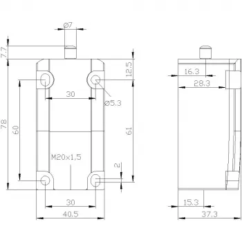 SIEMENS SIRIUS 3SE5 osnovni prekidač za pozicijske prekidače 3SE5112-0, metalno kućište, 1NO+1NC trenutno uključenje, IP66/IP67, M20 uvod kabela 3SE51120LA00