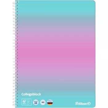 Pelikan blok za školu Color Edition A4 mint/roza liniran s 2 margine, 80 listova, 70 g/m² bez drveta, 4 rupe, 1 komad 400197019