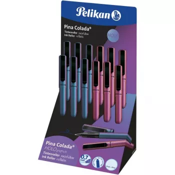 Pelikan Pina Colada Holo tintni roller - display s 12 komada, holografski metalik lak, srednje plava tinta 300007994