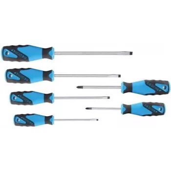 GEDORE radionički set odvijača, 6 dijelova, ravni i križni, 3-komponentna Power-Grip3 ručka, molibden-vanadij oštrice, magnetski vrhovi 1482319