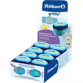 Pelikan griffix dvostruko šiljilo s spremnikom, plavo, za standardne i jumbo olovke 300008247