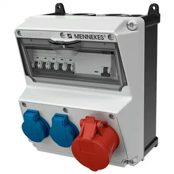 MENNEKES AMAXX kombinacija utičnica, IP44, 32A, 400V, 1x CEE 32A 5p, 2x Schuko 16A, zaštitna sklopka struje kvara 30mA, zaštitni prekidač 920080