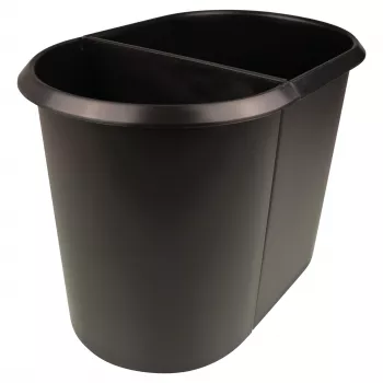 HELIT the double košara za papir, ovalna, 20 L, crna, PE, bez poklopca, dio 1 (H6103795)