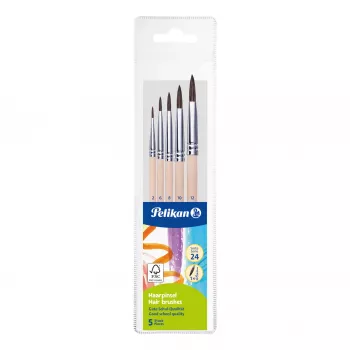 Pelikan Starter set kistova, 5-dijelni set s kistovima od prirodne dlake i drvenim drškama, u prozirnoj kutiji 300008264