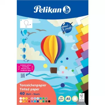 Pelikan blok od obojenog kartona DIN A5, 40 listova, 120 g/m², 21 boja, slijepljeno na vrhu 300002259