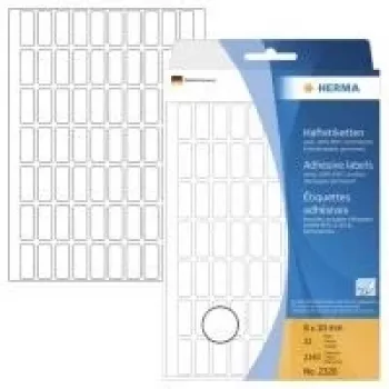 HERMA 2320 samoljepljive papirnate etikete, bijele, 8 x 20 mm, 2240 etiketa (32 lista x 70)