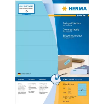HERMA 4558 pravokutne plave samoljepljive etikete, 13 x 38 mm, 1400 etiketa