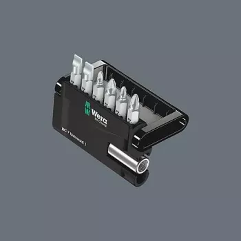 Wera 05073406001 set odvijač bitova od nehrđajućeg čelika, 7-dijelni, Phillips PH1/PH2, Pozidriv PZ1/PZ2, prorez 1,0x5,5, Hex-Plus 4/5 mm, 1/4 inch šesterokutni pogon, 25 mm duljina