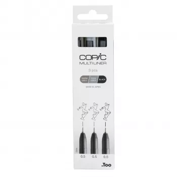 COPIC Multiliner Fineliner Black 0.5 mm, 3 Pieces (22075633)