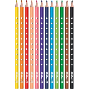 Pelikan 700634 set drvenih bojica 12 kom, razne boje, šesterokutno drveno tijelo, 3,3 mm lomljiva mina