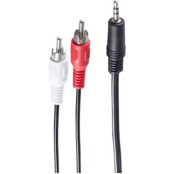 SHIVERPEAKS BASIC-S audio kabel, 2 x RCA utikač na 3,5 mm jack utikač, 2,5 m, stereo, crni BS30832-2.5