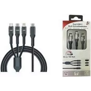 IWH USB kabel za punjenje USB-C, Micro-USB, Apple Lightning, 1,2 m, crni 019057
