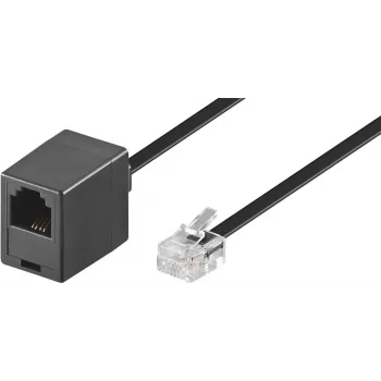 Wentronic Goobay modularni produžni kabel, RJ11/RJ14 (6P4C) utikač na RJ11 utičnicu, 15 m, crni 68258