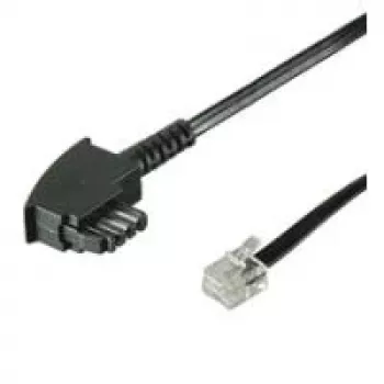Wentronic Goobay TAE-F spojni kabel univerzalni pin-out, crni, 10 m - TAE-F utikač na RJ11/RJ14 utikač (6P4C) 68537