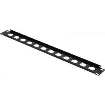 Renkforce 19 Inch 1U 12-Port Patch Panel Front Plate for XLR/USB/BNC Sockets, Black (RF-7116962)