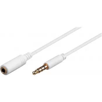 Wentronic Goobay 3,5 mm produžni kabel za slušalice, bijeli, 0,5 m, TRRS 4-Pin, utikač na utičnicu 62359