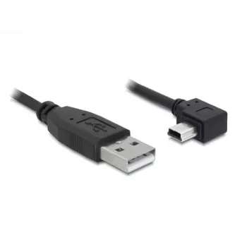 Delock USB 2.0 kabel USB-A utikač na Mini USB-B 5-pin utikač zakrivljeni, 1m, crni 82681