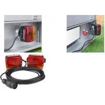 IWH set stražnjih svjetala za prikolice s magnetskim postoljem, 6 funkcija, 12V, 2 univerzalna stražnja svjetla za prikolice, automobile, kamione, kamp prikolice – 1 komad (010219)