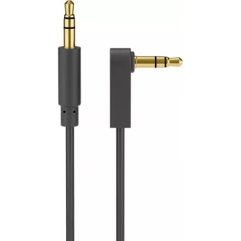 Wentronic Goobay 3,5 mm stereo kabel za slušalice, 1 m, crni, ravni na 90° zakrivljeni, utikač na utikač 67783