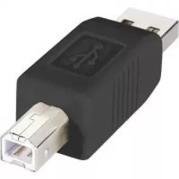 Renkforce USB 2.0 Adapter A Male to B Male, Gold-Plated Contacts, Black