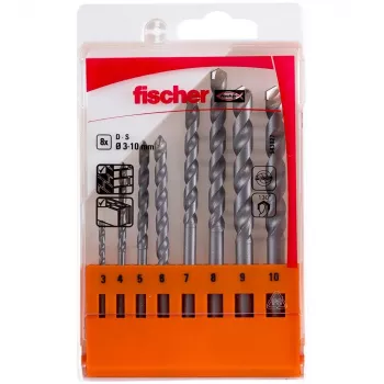 Fischer D-S 543027 Stone Spiral Drill Bit Set 8-Piece