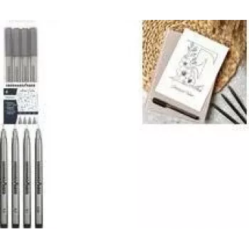 Faber-Castell EBERHARD FABER pigment liner crni set od 4 komada (0,1, 0,3, 0,5, 0,7 mm) vodootporni svjetlostalni permanentni 558104