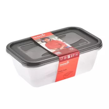 keeeper fredo fresh set posuda za čuvanje hrane, 2 x 3,3 L, pravokutne, prozirne sa sivim poklopcima 3068082700000